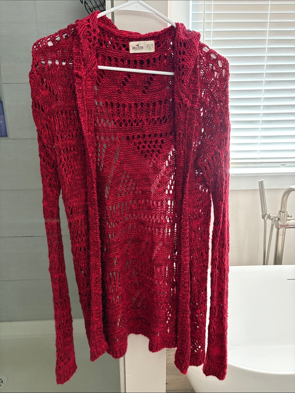 Hollister Open-Weave Deep Red Women's/Junior’s Cardigan